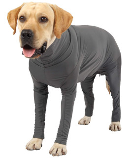 Due Felice Dog Onesie Surgical Recovery Suit for After Surgery Pet Anti Shedding Bodysuit Long Sleeve Anxiety Shirt for Female Male Dog Gray/XXL
