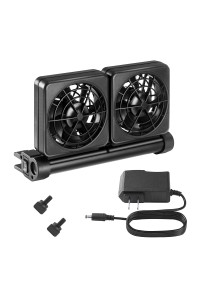 Seven Master Aquarium Chillers, Fish Tank Cooling Fan System 2-Head Wind Power and Angle Adjustable Clip On Chiller, 2 Gears for Control (2-Head)