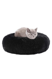 EMUST Pet Cat Bed Dog Bed, 5 Sizes for Small Medium Large Pet Cats Dogs, Round Donut Cat Beds for Indoor Cats, Anti-Slip Marshmallow Dog Beds, Multiple Colors (40cm-15.7??, Black)