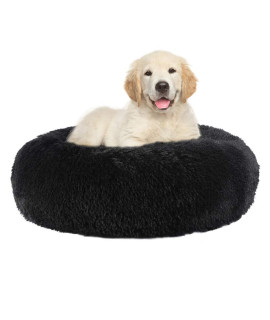 EMUST Pet Cat Bed Dog Bed, 5 Sizes for Small Medium Large Pet Cats Dogs, Round Donut Cat Beds for Indoor Cats, Anti-Slip Marshmallow Dog Beds, Multiple Colors (60cm-23.6??, Black)