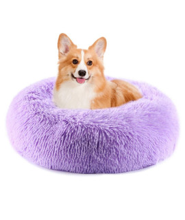 EMUST 23.6 Cat Bed, Anti-Slip Cat Donut Bed, Round Dog Bed for Small and Medium Dogs, Marshmallow Cat Beds for Large Cats, Multiple Colors (60cm-23.6??, Purple)