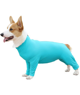 Due Felice Dog Onesie Surgical Recovery Suit for After Surgery Pet Anti Shedding Bodysuit Long Sleeve Anxiety Shirt for Female Male Dog Blue/L