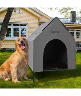 Zooba 36'' 2-in-1 Large Dog House, Dog House for Large Dog Indoor or Outside, Weatherproof 600D PVC Dog House Outdoor, Featuring Breathable 2x1 Textilene Elevated Dog Bed, Easy Clean and Assemble