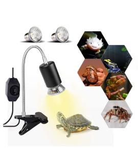 JackSuper 75W Reptile Heat Lamp, Turtle Heating Light UVA UVB Temperature Adjustable 360?otatable Clip Basking Lamp for Amphibian Reptile Turtle Lizard Snake (Heat Light with 2pcs 75W Bulb)