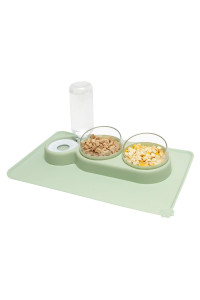 YEACHA Cat Food and Water Bowls Set with Spill Proof Mat for Cats, Small Dogs and Multiple Pets