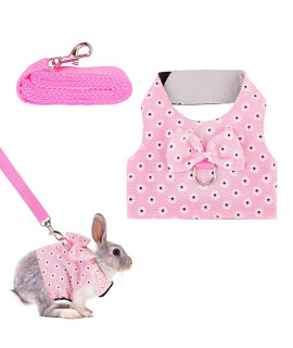 Filhome Adjustable Rabbit Harness Leash, Bunny Harness Leash Cute Vest Harness for Rabbit Ferret Bunny Kitten Guinea Pig Walking