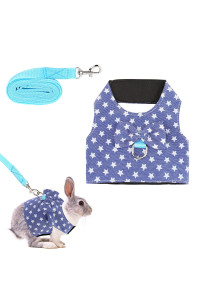 Filhome Adjustable Rabbit Harness Leash, Bunny Harness Leash Cute Vest Harness for Rabbit Ferret Bunny Kitten Guinea Pig Walking Medium