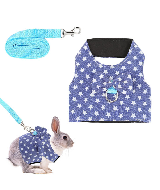 Filhome Adjustable Rabbit Harness Leash, Bunny Harness Leash Cute Vest Harness for Rabbit Ferret Bunny Kitten Guinea Pig Walking Medium