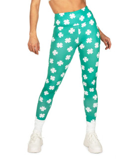 green Maximum Luck clover Womens High Waisted Leggings for St Patricks Day Size Large