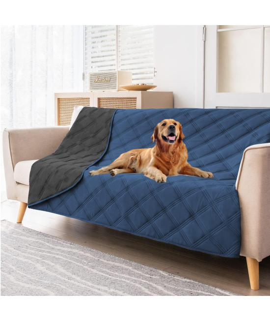 SUNNYTEX Waterproof & Reversible Dog Bed Cover Pet Blanket Sofa, Couch Cover Mattress Protector Furniture Protector for Dog, Pet, Cat(52*82,Blue/Dark Grey
