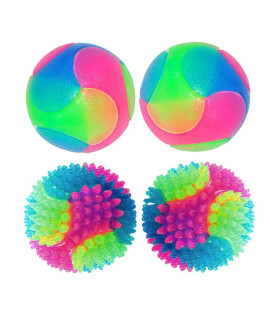 FineInno 4 pcs Light Up Dog Balls Flashing Elastic Ball Glow BallGlow in The Dark Interactive Pet Toys for Puppy, Cats, Dogs