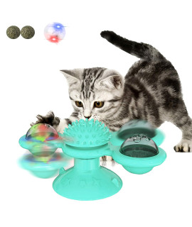 Cat Toys for Indoor Cats,Interactive Windmill Cat Toy,Cat Spinner Toy Suction Cup Cat Toothbrush Toy Kitten Teething Toys with Hair Brush Turntable Massage Scratching Tickle for Cats Kitten Kitty