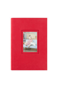 golden State Art, Photo Album Hold 300 4x6 Horizontal Pictures with Memo for christmas, Weddings, Holidays, Engagements, Vacations, Family ( 3 per Page Fabric cover color Red)
