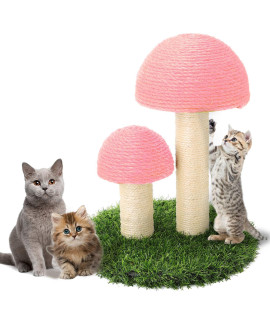 Cat Scratching Post, Mushroom Claw Scratching Post for Kitty, Natural Sisal Cat Scratchers Pole, 15x12 Inch Cat Interactive Toys (Pink)