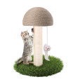 Cat Scratching Post, Mushroom Claw Scratching Post for Kitty, Natural Sisal Cat Scratchers Pole with Hanging Mouse Cat Interactive Toys