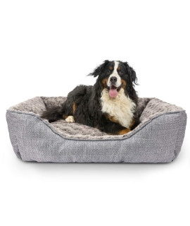 FURTIME Durable Dog Bed for Large Medium Small Dogs Soft Washable Pet Bed Orthopedic Dog Sofa Bed Breathable Rectangle Sleeping Bed Anti-Slip Bottom(25'', Grey)