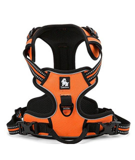 WINHYEPET True Love Dog Harness, No-Pull Reflective Adjustable Dog Harness, Padded Safe Harness, Medium and Large Dogs, TLH5651(Orange, M)