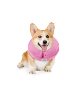 MCHY Inflatable Dog Cone,Adjustable Recovery Collar for Dogs After Surgery,Prevent from Biting & Scratching,Not Block Vision (M, Pink)