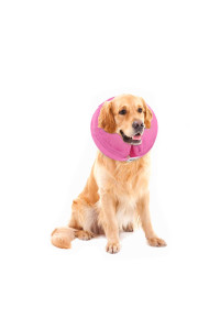 MCHY Inflatable Dog Cone,Adjustable Recovery Collar for Dogs After Surgery,Prevent from Biting & Scratching,Not Block Vision (L, Pink)