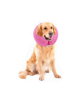 MCHY Inflatable Dog Cone,Adjustable Recovery Collar for Dogs After Surgery,Prevent from Biting & Scratching,Not Block Vision (L, Pink)