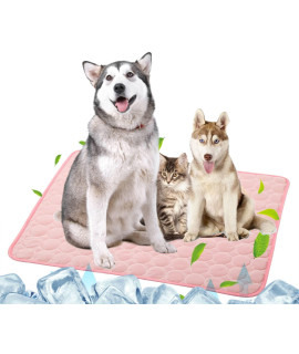 Dog Self Cooling Mat Pet Washable Summer Pads Blanket Hot Weather Sleeping Kennel Mat,Ice Silk Sleep Mat Pad Non-Toxic Breathable Sleep Bed for Large Dogs Cats No Water 27.5 x 39.4 inches,Pink