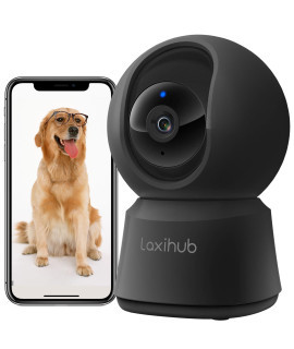 LAXIHUB 360A Rotate Pet camera with Phone app(32g SD card), P2 Smart Home Security camera for cats & Dogs, PanTilt, Motion & Sound Detection, Super IR Night Vision, Two-Way Audio, Works with Alexa