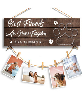 GEMTEND Pet Memorial Gifts, Paw Prints Sympathy Frame Gift for Loss of Dog and Cat, Dog and Cat Memorial Gifts, Clips and Twine for Photo Hanging, Makes a Personalized Gift for Pet Lovers
