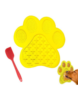 Dog Licking Mat for Anxiety Peanut Butter Slow Feeder Dog Bowls Dog Licking Pad with Strong Suction to Wall for Pet Bathing,Grooming,and Dog Training (Yellow)