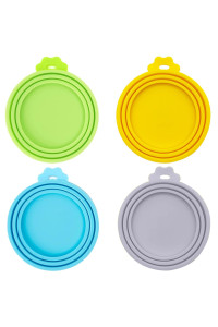 DORUI Pet Food Can Covers, Universal BPA Free Silicone Dog Cat Can Lids, Fit Most Standard Size Dog and Cat Cans(4 Pack Mixed colors B)
