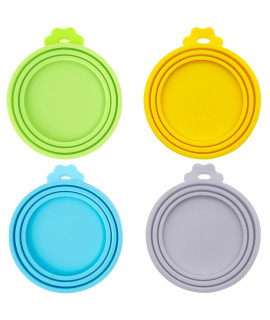 DORUI Pet Food Can Covers, Universal BPA Free Silicone Dog Cat Can Lids, Fit Most Standard Size Dog and Cat Cans(4 Pack Mixed colors B)