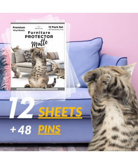 PURRRFECT PAWZ 12-Pack, Matte Cat Scratch Furniture Protector, Cat Scratch Deterrent for Furniture, Furniture Scratch Guards for Cats, Stop cat Scratching Furniture, Sofa Scratch Protectors