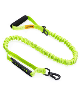 LEADSOM 6FT Highly Reflective Heavy Duty Elastic Bungee Medium and Large Dog Leash Shock Absorbing with Comfortable Padded Handle and Traffic Handle Suitable for Training Green