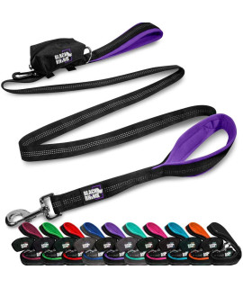 Black Rhino Dog Leash - Heavy Duty - Medium & Large Dogs 6ft Long Leashes Two Traffic Padded Comfort Handles for Safety Control Training - Double Handle Reflective Lead (Purple)