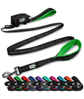 Black Rhino Dog Leash - Heavy Duty - Medium & Large Dogs 6ft Long Leashes Two Traffic Padded Comfort Handles for Safety Control Training - Double Handle Reflective Lead (Green)