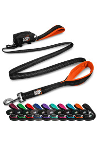 Black Rhino Dog Leash - Heavy Duty - Medium & Large Dogs 6ft Long Leashes Two Traffic Padded Comfort Handles for Safety Control Training - Double Handle Reflective Lead (Orange)