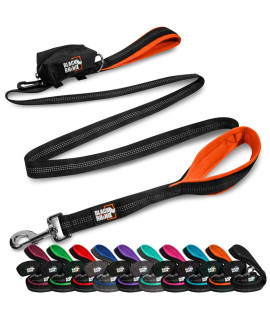 Black Rhino Dog Leash - Heavy Duty - Medium & Large Dogs 6ft Long Leashes Two Traffic Padded Comfort Handles for Safety Control Training - Double Handle Reflective Lead (Orange)