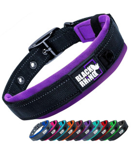 Black Rhino - The comfort collar Ultra Soft Neoprene Padded Dog collar for All Breeds, Dog collars for Large Dogs - Heavy Duty Adjustable Reflective Weatherproof (Medium, PurpleBl)