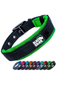Black Rhino - The comfort collar Ultra Soft Neoprene Padded Dog collar for All Breeds, Dog collars for Large Dogs - Heavy Duty Adjustable Reflective Weatherproof (Large, greenBl)