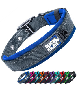 Black Rhino - The Comfort Collar Ultra Soft Neoprene Padded Dog Collar for All Breeds, Dog Collars for Large Dogs - Heavy Duty Adjustable Reflective Weatherproof (Large, Sport Blue/Bl)