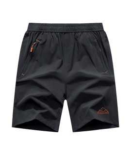 Rdruko Mens Quick Dry Hiking Shorts Lightweight Running Workout gym Active Shorts with Zipper Pockets(Dark grey, US XXXL)