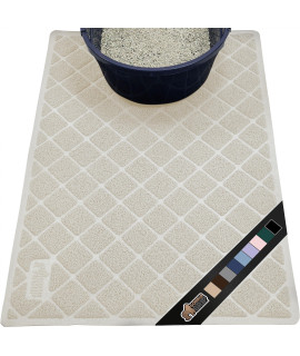 The Original Gorilla Grip 100% Waterproof Cat Litter Box Trapping Mat, Easy Clean, Textured Backing, Traps Mess for Cleaner Floors, Less Waste, Stays in Place for Cats, Soft on Paws, 35x23 Cream