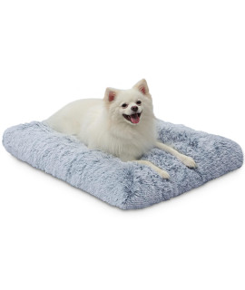 WAYIMPRESS Large Dog Crate Bed Crate Pad Mat for Medium Small Dogs&Cats,Fulffy Faux Fur Kennel Pad Comfy Self Warming Non-Slip Dog Beds for Sleeping and Anti Anxiety (24x18 Inch, Grey)