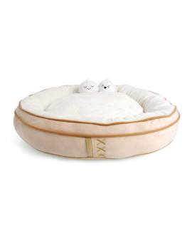 TONBO Soft Plush Small Cute and Cozy Food Dog Cat Bed, Washer and Dryer Friendly (Dim Sum)