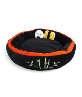 TONBO Soft Plush Small Cute and Cozy Sushi Dog Cat Bed with Two Sushi Crinkle Toys, Washer and Dryer Friendly, (Black)