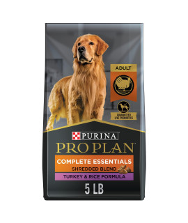 Purina Pro Plan High Protein Dog Food with Probiotics for Dogs, Shredded Blend Turkey & Rice Formula - 5 lb. Bag