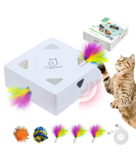 Migipaws Cat Toys, Interactive Automatic 7 Holes Mice Whack-A-Mole, Ultra Fun Smart Teaser Toy for Indoor Cats, USB Rechargeable, 4 Pieces Feather Refills