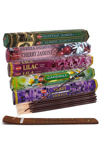 Hem Incense Sticks Variety Pack 13 And Incense Stick Holder Bundle With 5 Popular Floral Fragrances