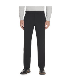 Van Heusen Mens Stain Shield Stretch Slim Fit Flat Front Dress Pant, Black, 36W x 30L