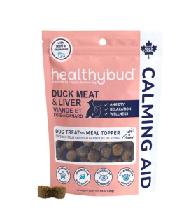 healthybud Calming Aid Supplement, Natural Duck Dog Treats & Toppers for Stress Relief - Dog Separation Anxiety, Stress Reduction, Aggression Relief - Support Calm, Immunity Health (4.6 Ounces)