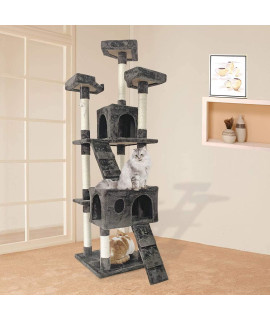 Confote 65?Multi-Level Cat Tree with 2 Condos and 3 Perches, Climber Tower Furniture for Small Medium Large Cats Kitten